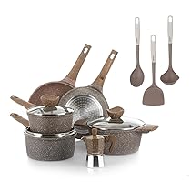 KASANOVA Set pentole antiaderente 0 Grassi, Batteria pentole a induzione e ogni piano cottura, set pentole e padelle antiaderente a 4 Strati con Design Moderno (12 Pezzi)