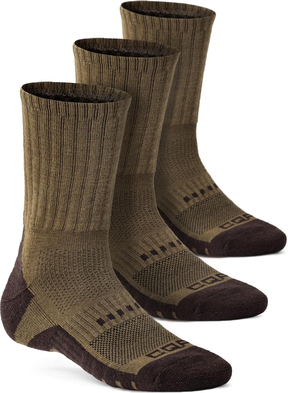 CQR 3 Pack Men and Women Wool Hiking Mid Calf Crew Socks, Moisture Wicking Breathable Outdoor Tactical Cushion boot Socks