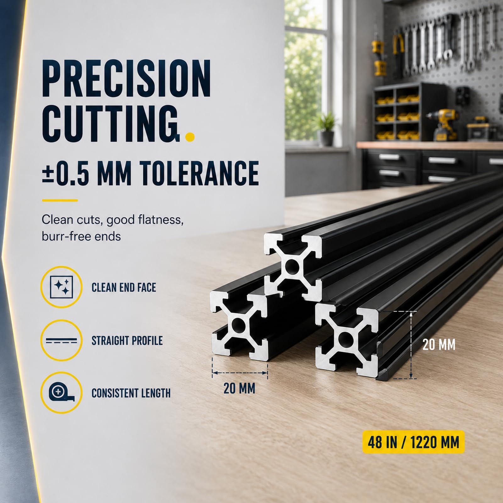 10 Pack 48" Black 2020 T-Slot Aluminum Extrusion, 1220 mm — Amazon image 5