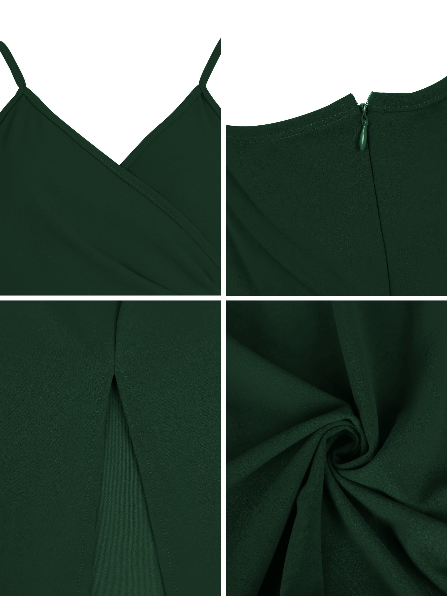 Missufe Damen Abendkleider Partykleid Wickelkleid Spaghettiträger Ärmellos Schlitz Cocktail Maxi Lang Hochzeit Ballkleid