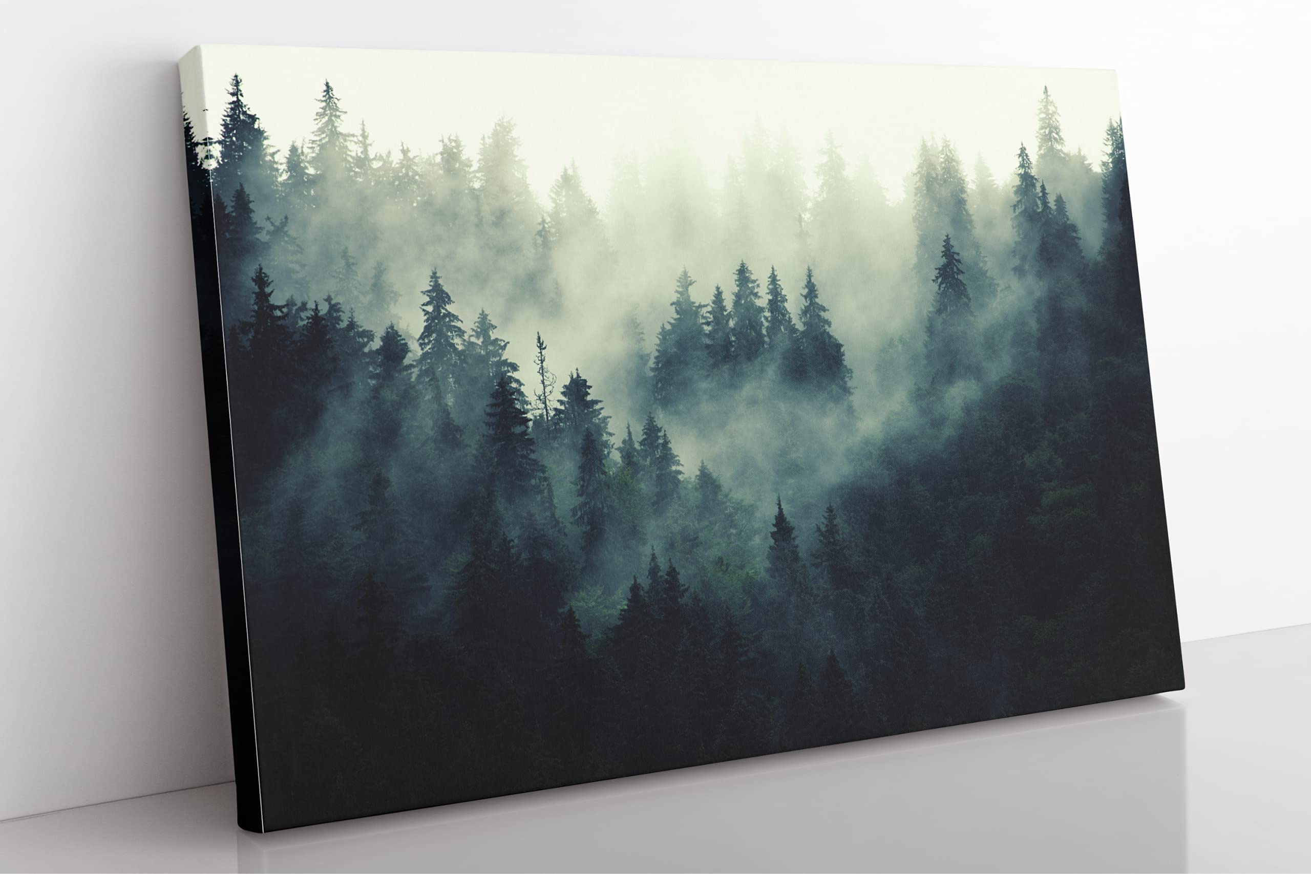Misty Fir Tree Mountain Forest Canvas Wall Art, Forest Landscape Canvas Print Home Decor Wall Art. (52 x 78 Inches)