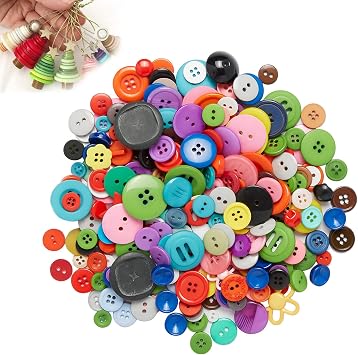 OBYJCA Colorful Buttons for Crafting, 66Pcs Mixed Buttons for Knitting, Mixed Assorted Color and Sizes Craft Buttons Round Resin Button for Sewing, Children DIY, Painting