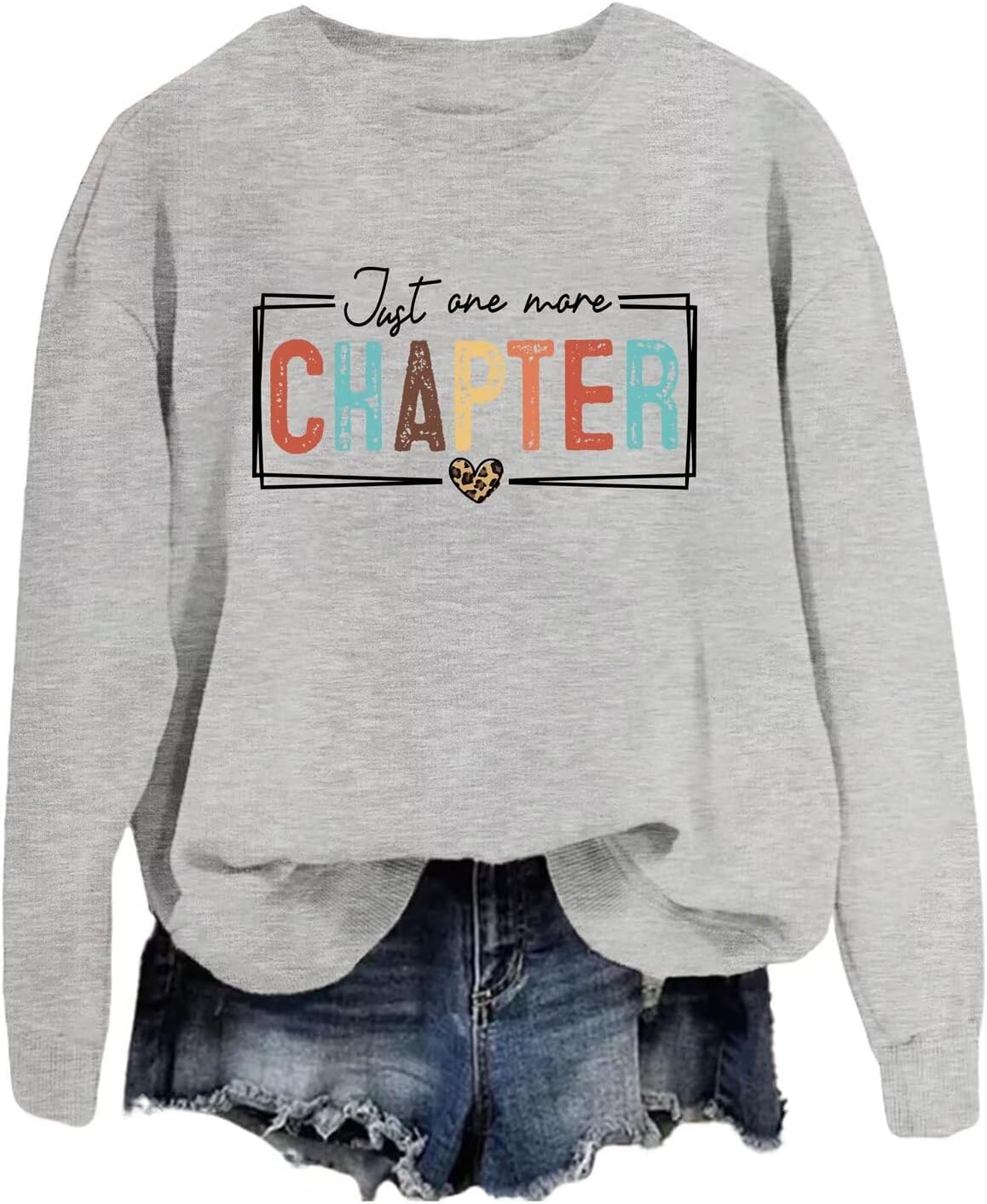 Reading Book Sweatshirts Women Just One More Chapter Crewneck Bookish Shirt Cute Teacher Book Lover Pullover Tops - Image 3