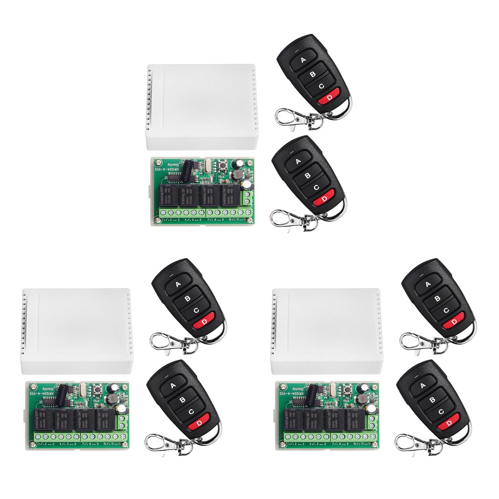 Jnchdghwa As Shown 3X Dc12v 24V 4Ch Remote Control Switch 433M Receiving Control Four-Way Relay Module