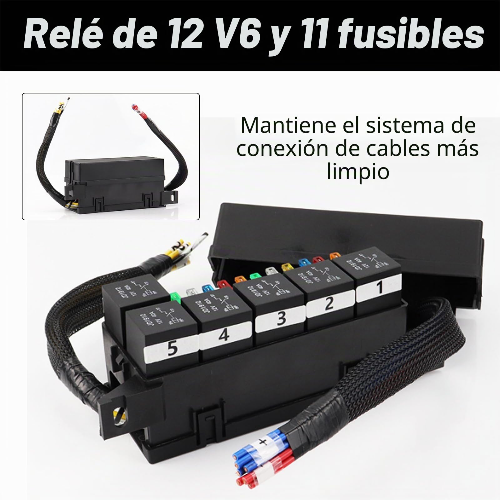 Caja de Fusibles y Relé de 12 V, Caja de Relé de 12 V y Fusible con 11 Ranuras para Fusibles de Hoja ATC ATO Caja de Relé Fusible Universal Impermeable para Coche, Camión Automotriz Barco