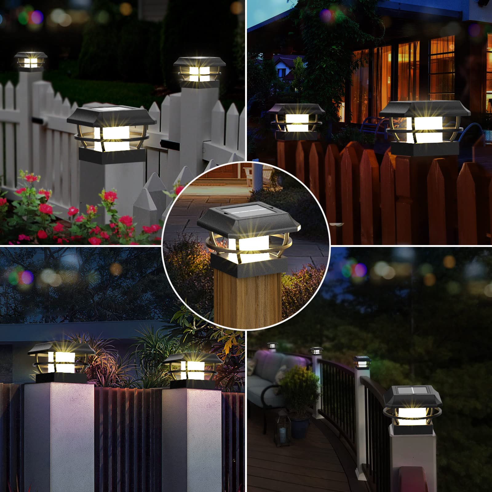 Outdoor Post Lights Afoxsos 6-Pack 48-led Solar Post Cap Lights Outdoor  With 2-Lighting Modes For Fence Deck Patio Garden Decor Weatherproof Solar  Post Lights Outdoor, image size:1600x1600