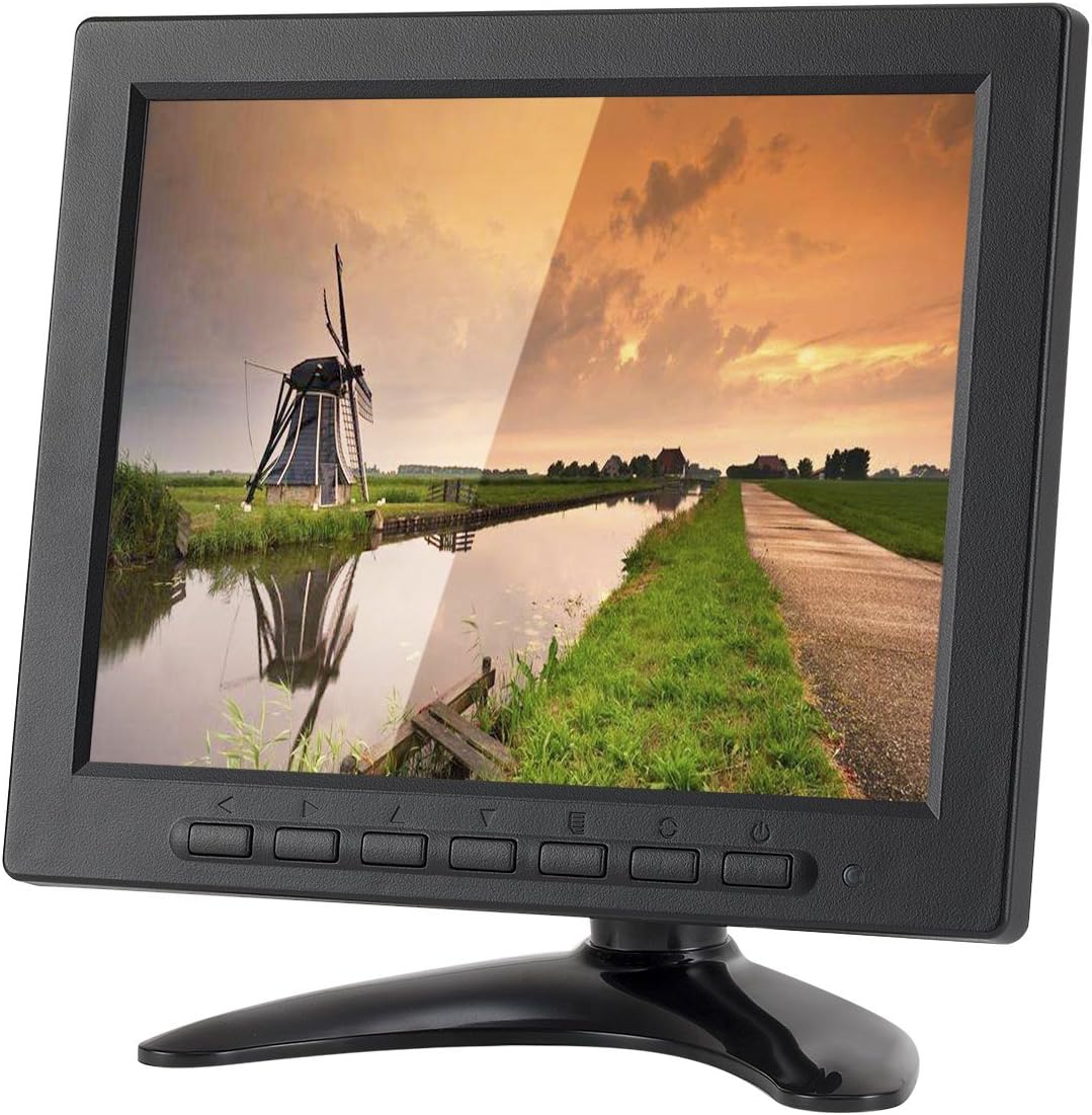LSLYA 8 inch TFT LCD Security Monitor 1024x768 Resolution Display Portable 4:3 IPS HD Color Video Screen Support USB AV BNC HDMI VGA BNC Input for PC CCTV Raspberry Pi (8'' LED 1024x768 160ยฐ)