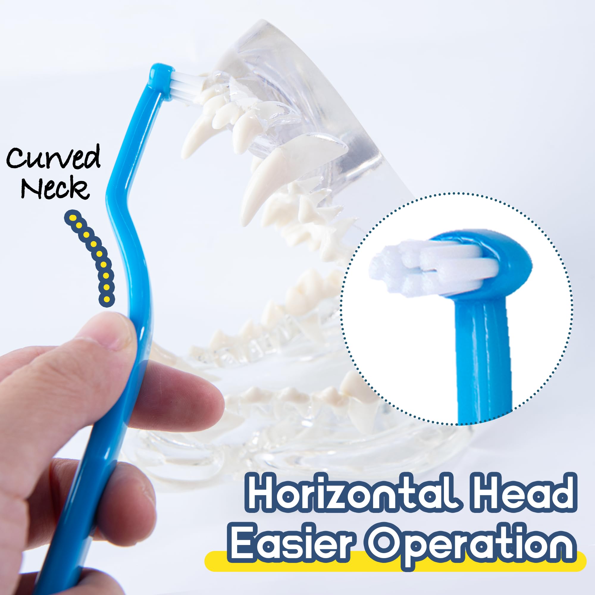 Cepillo de dientes para perros pequeños, kit de cepillado de dientes de gato y cachorro, mini cepillo de dientes de cabeza horizontal para gatitos y mascotas pequeñas, cepillos de dientes
