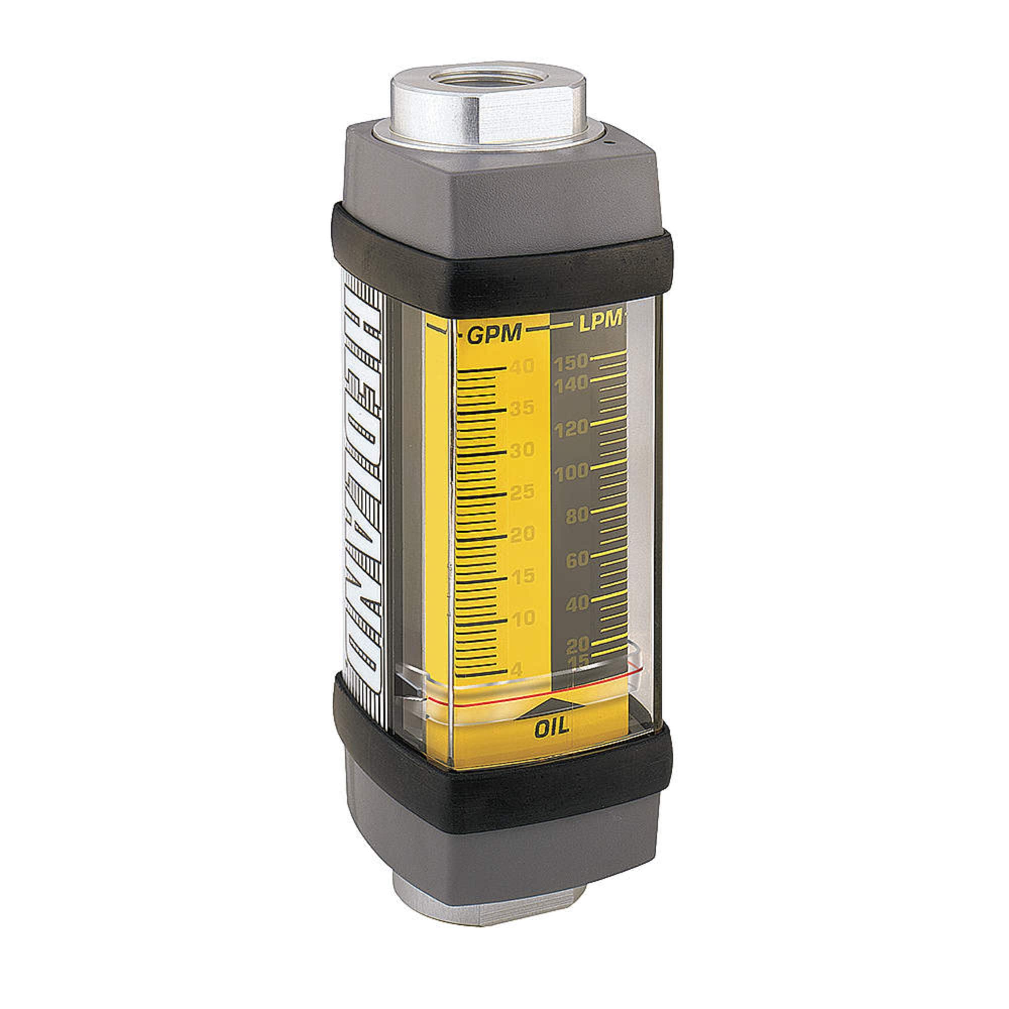 H601A-005 Flow Meter, 1/2in. Alum, 0.5/5.0 GPM Oil 1/2" Aluminum Body, NPTF Connection
