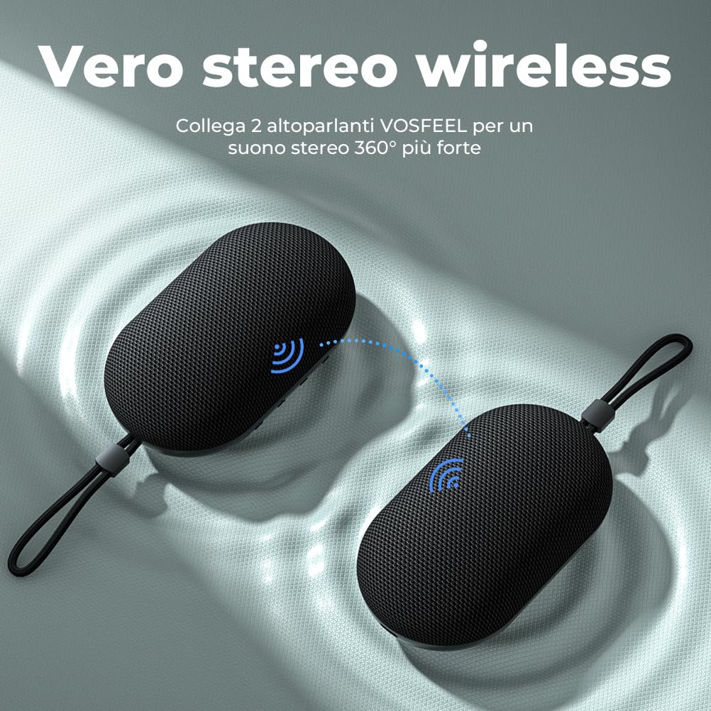 Cassa Bluetooth Portatile VOSFEEL IPX67 – 8 Ore Di Autonomia, Design Compatto, Perfetta Per Doccia, Campeggio E Outdoor - 2