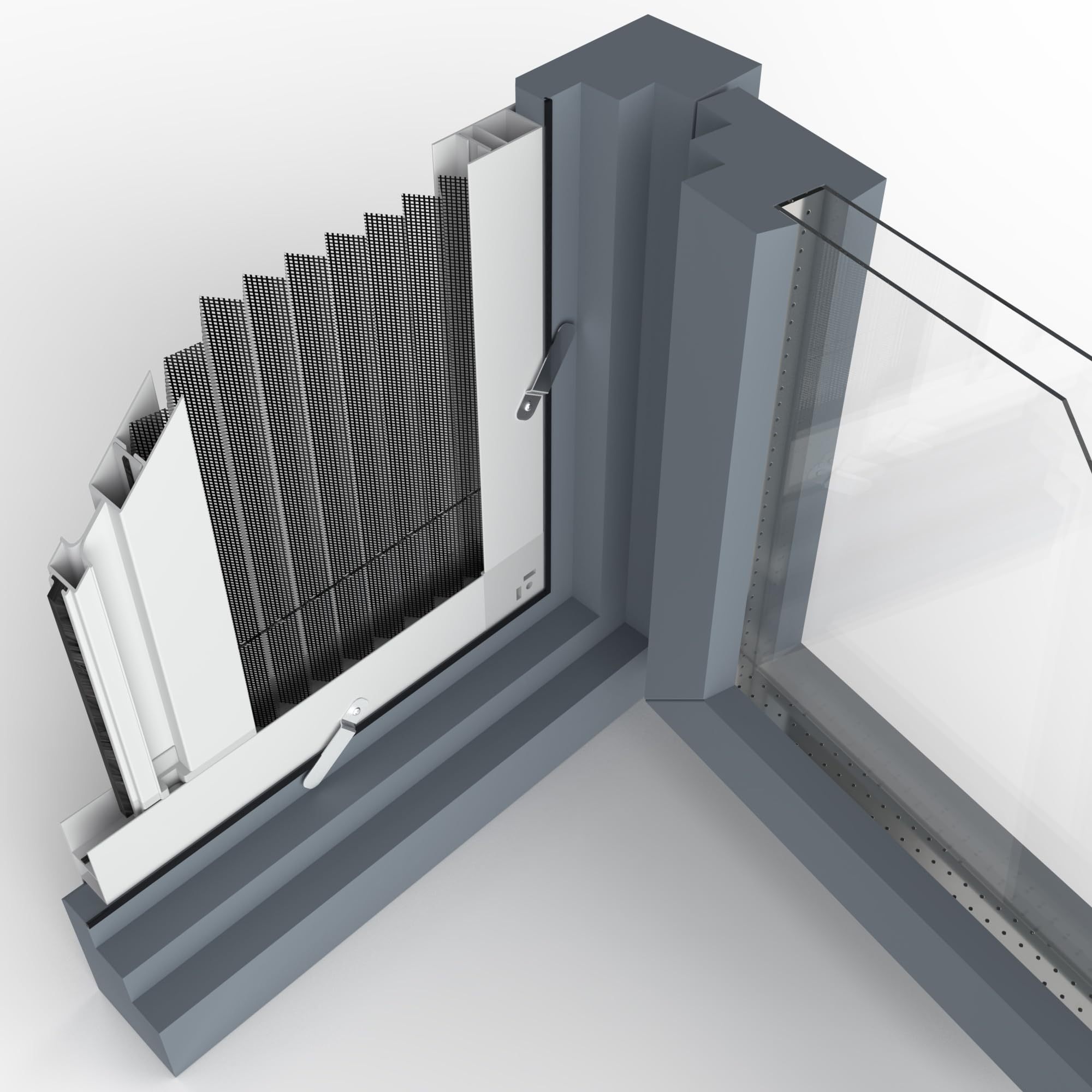 Fliegengitter Fenster nach Maß als Plissee ohne Bohren für Rahmen aller Fenstergrößen, Maßanfertigung mit Klicksystem, Befestigung durch Klemmen, wetterfestes Fiberglasgewebe, hochwertige Aluprofile