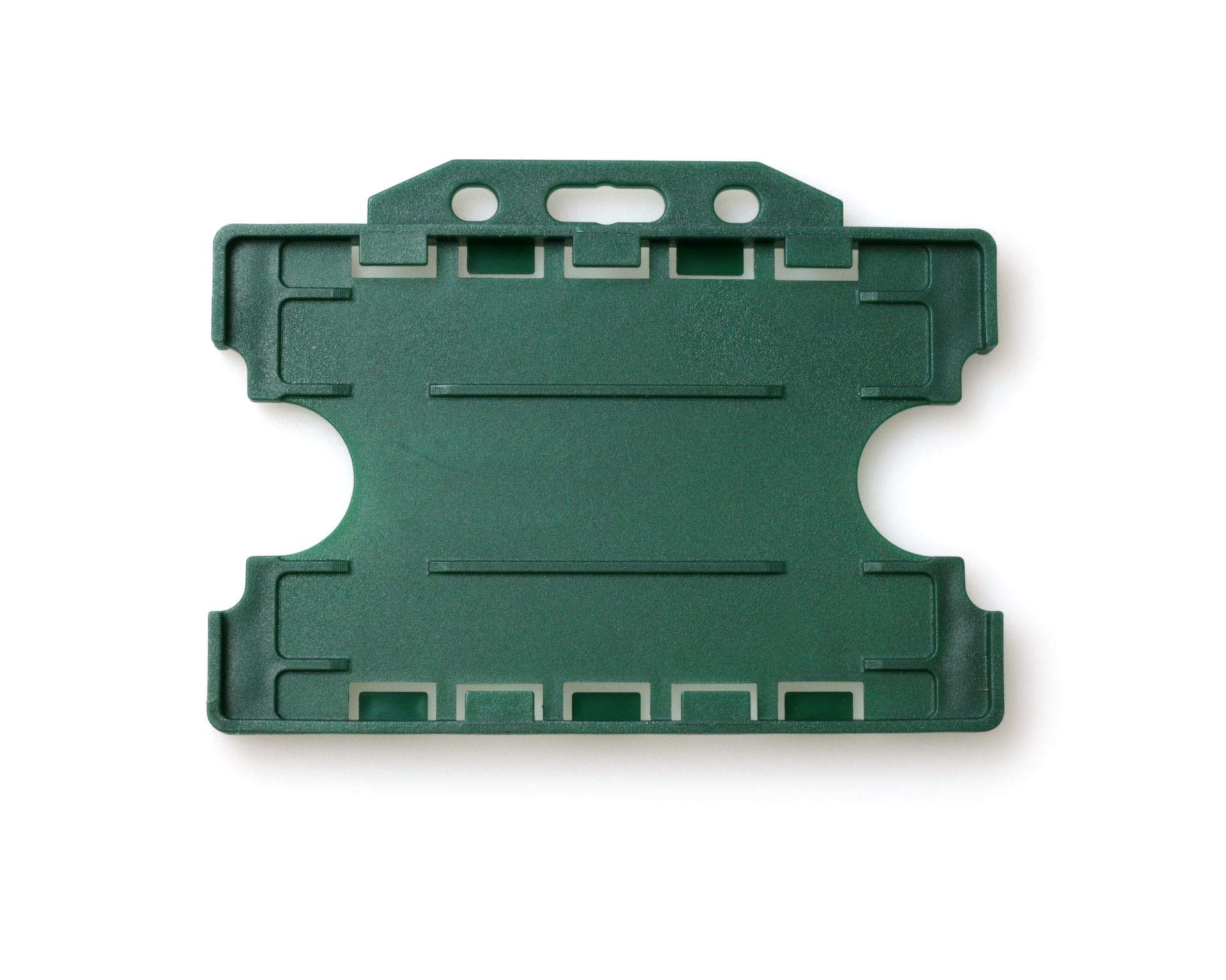 ALG ID Cards® Open Faced Rigid ID Card Name Badge Holders - Double/Dual Sided - Pack of 100 (Dark Green)