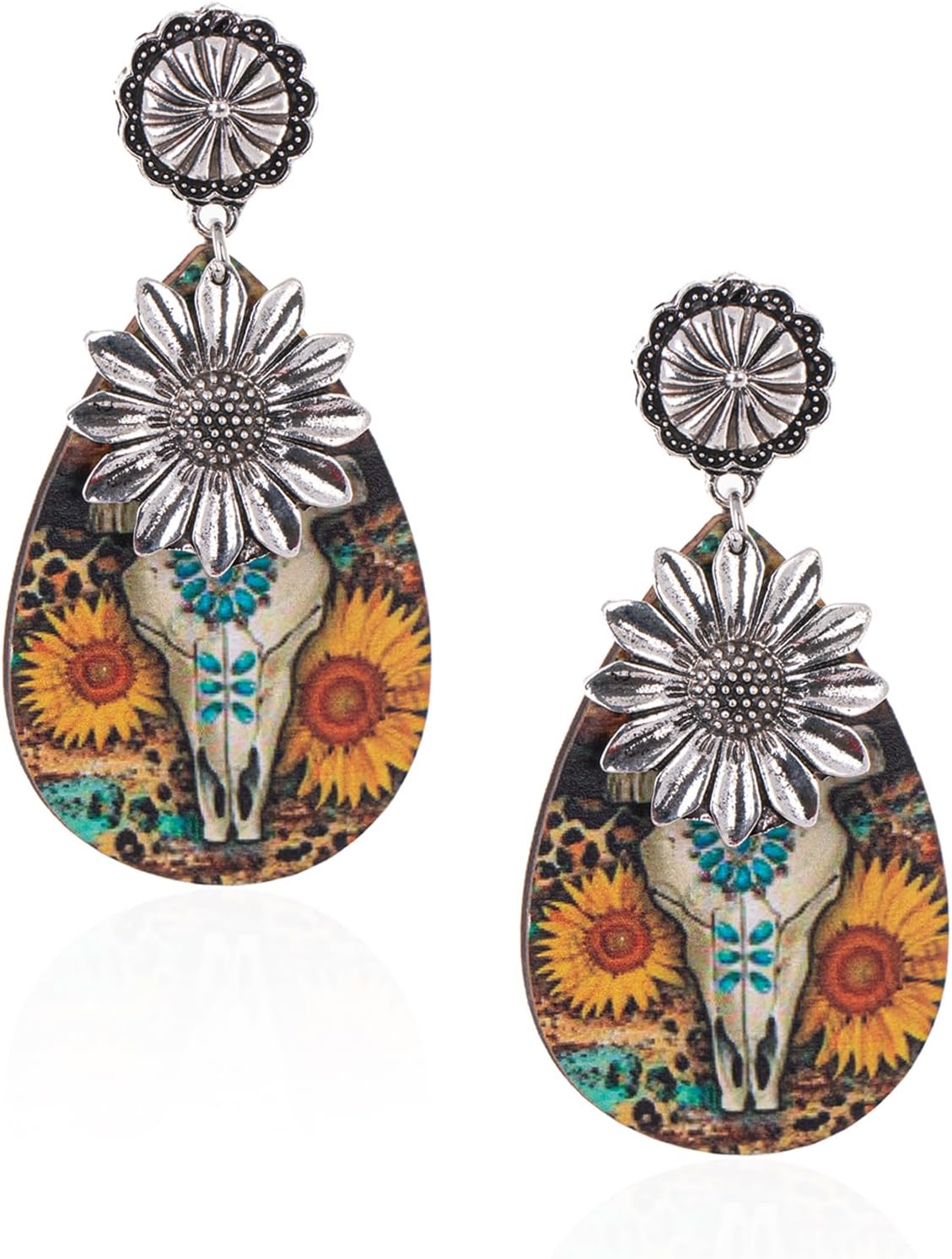 Rustic Couture's Western Turquiose Earrings for Women Cowgirl Country Dangling Concho Western Jewelry