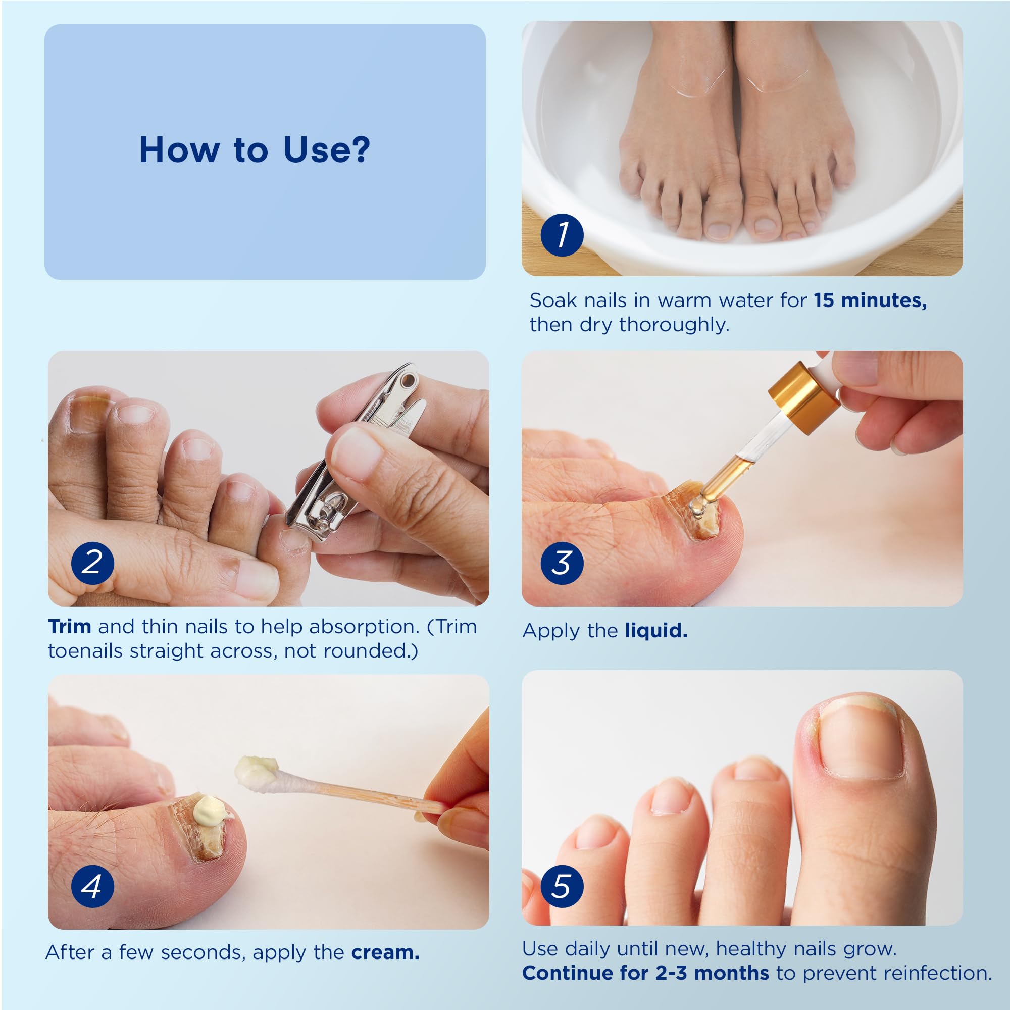 Tratamiento de hongos en las uñas: Líquido de tratamiento de uñas de hongos 0.5 fl oz y crema reparadora de uñas antifúngica 0.71 oz para uñas de los pies y uñas - Extra fuerte con 6
