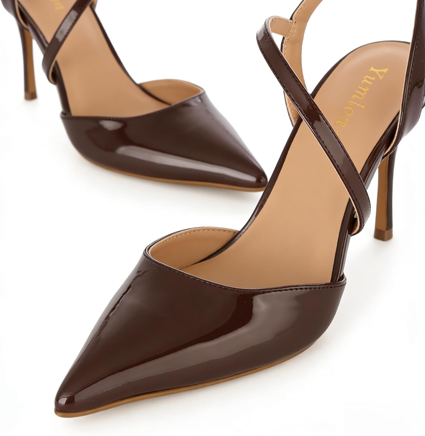 Closed Toe Slingback Heels Wedding High Stiletto Heel for Women 3.3 Inch Ankle Strap Pointed Toe Pumps Prom Dress Bride Shoes for Dinner Party Sexy - Image 9