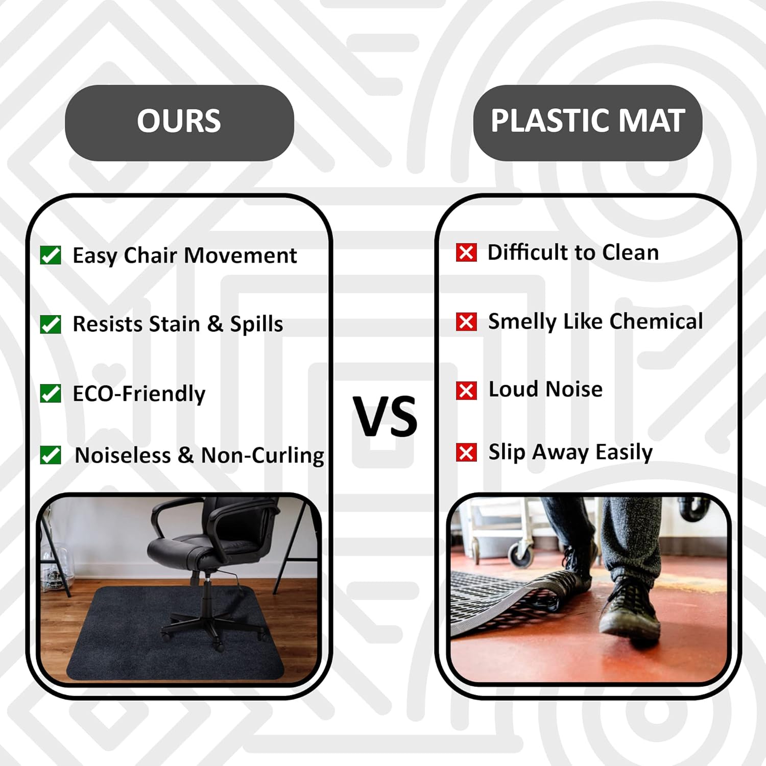 NESTBEAK Office Chair Mat|48" x 36" Multi-Purpose|Low Hard Floor Protector|Self-Adhesive Office Floor Mat for Hardwood|PVC Non-Slip Desk Chair Mat|Floor Protector for Rolling Chairs at Office / Home