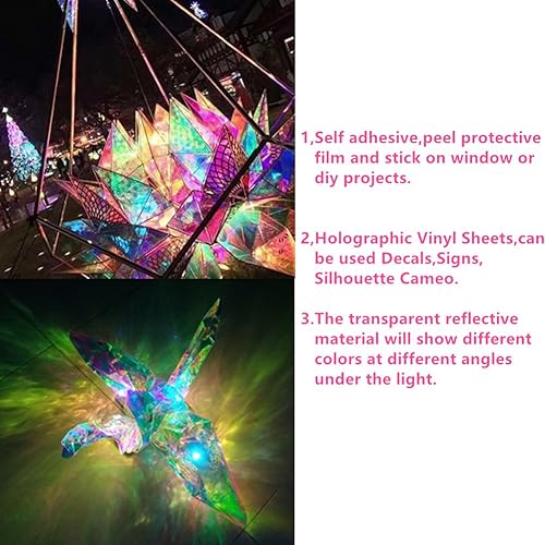 Miniatura 4 de BESTERY - Películas adhesivas holográficas para ventana, de privacidad, tintadas para ventana, se adhiere a control de calor, anti UV, 13 x 39