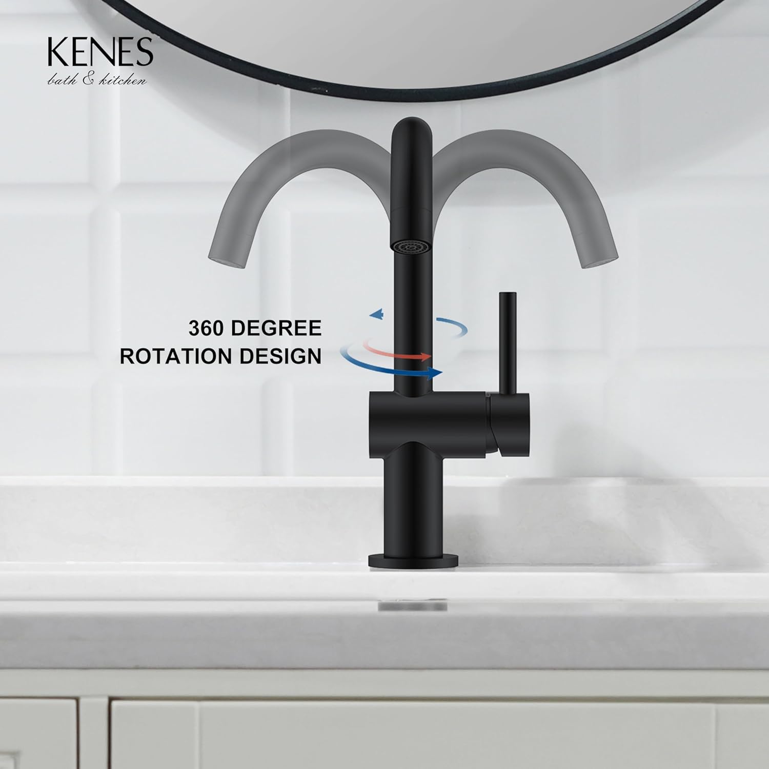 KENES Matte Black Bathroom Sink Faucet, Bathroom Faucets Single Handle Modern Prep Wet Bar Sink Faucets with Drain Assembly & Deck Plate, Farmhouse RV Camper Outdoor Utility Faucet, KE-9005B-2 - Image 8