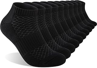 Monxiery Mens 100% Cotton Cushioned Ankel Socks, Athletic Performance Running Moisture Wicking Breathable socks
