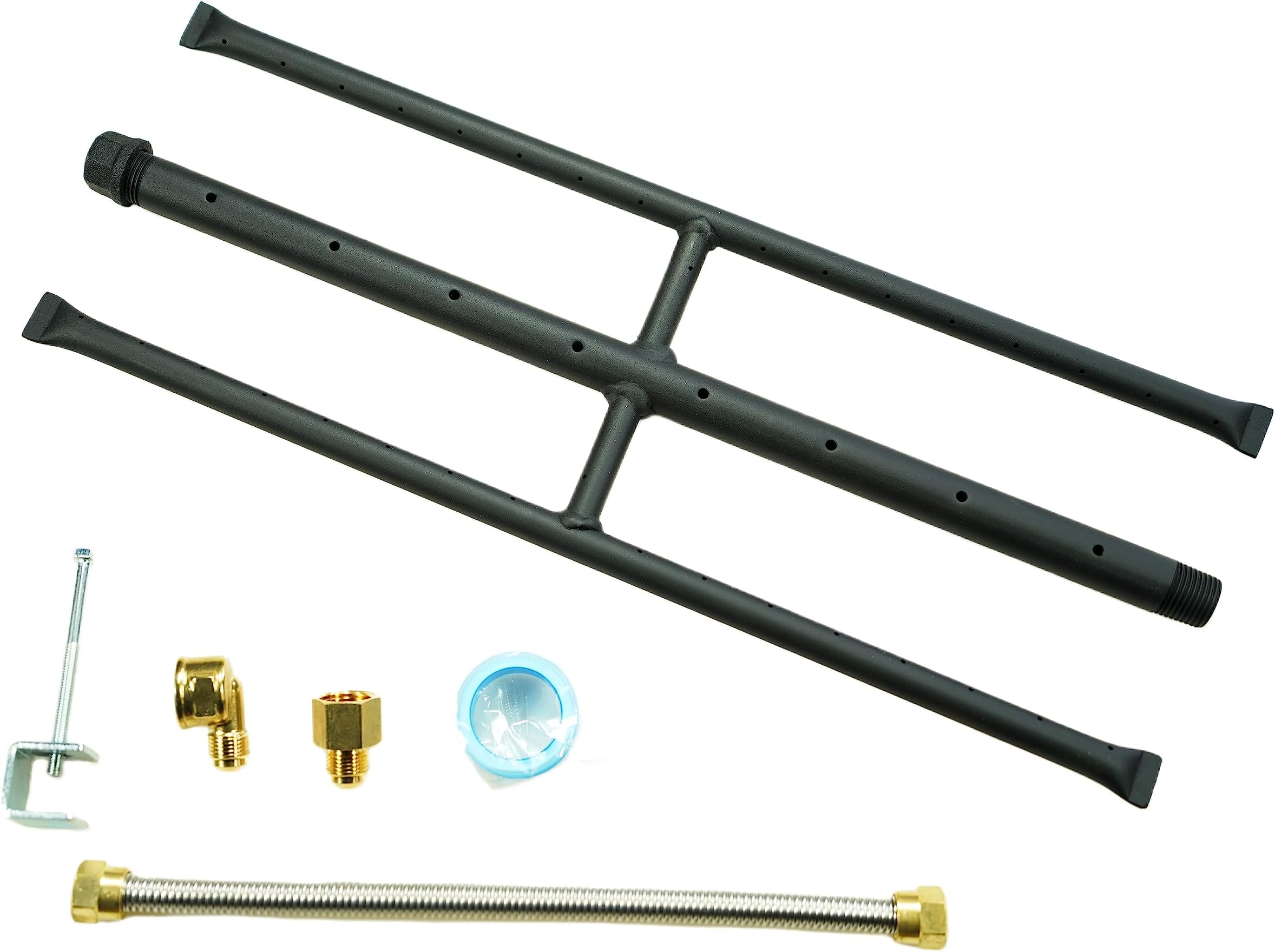 Rectangular Gas Fire Pit and Gas Fireplace H-Burner H Burner with 3 Pipes (18 Inch) Patent Applied