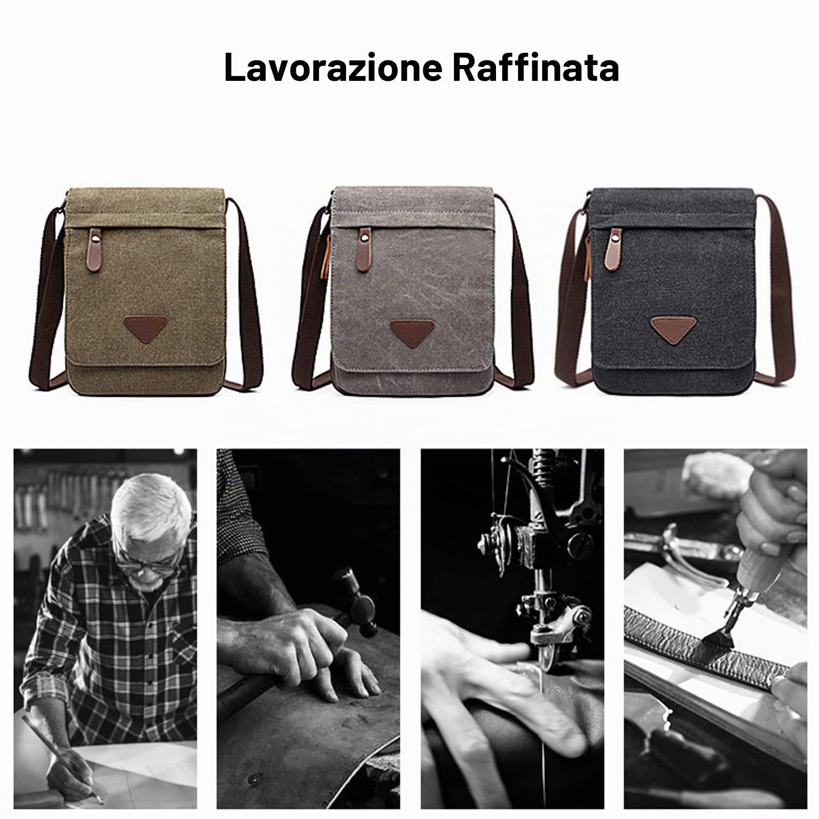 FANDARE Retrò Borse Tracolla Tela Borse a spalla Uomo Borsello Borsa a Tracolla Shoulder Crossbody Bag per scuola Università Business Viaggio Lavoro Borsa a Spalla Verde