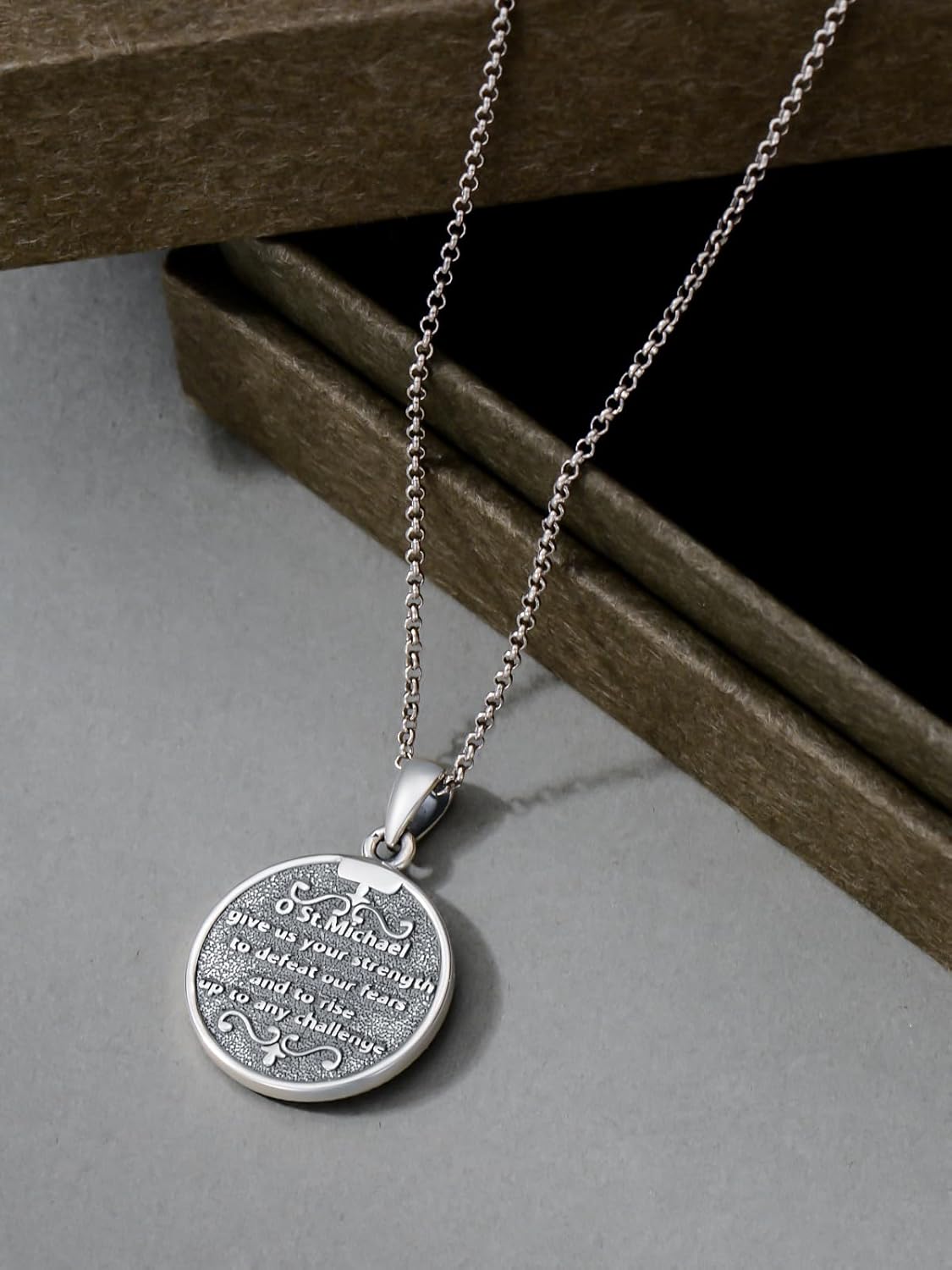 Seiyang 925 Sterling Silver Patron Saint Necklace Amulet Medal Pendant Religious Jewelry Gifts for Women Men First Communion Gifts