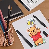 Vista 4 de Cuaderno de bocetos de papel marcador, bloc de marcadores artísticos a prueba de sangrado, (8.27 x 11.69) pulgadas, blanco, 40 hojas