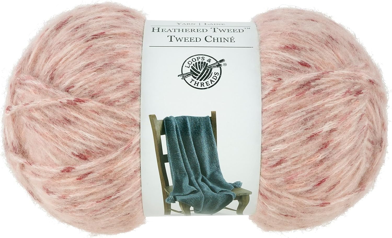 Loops & Threads Heathered Tweed Yarn - Yarn for Knitting, Crochet, Weaving, and Arts & Crafts - Strawberry, Polyester Blend, 5.29 oz