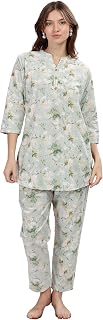9shines Label Pure Cotton Printed Women Top & Pyjama Set | Pyjama co-ord Set | Night Suit | Lounge wear for Home | Nightwe... Price In India