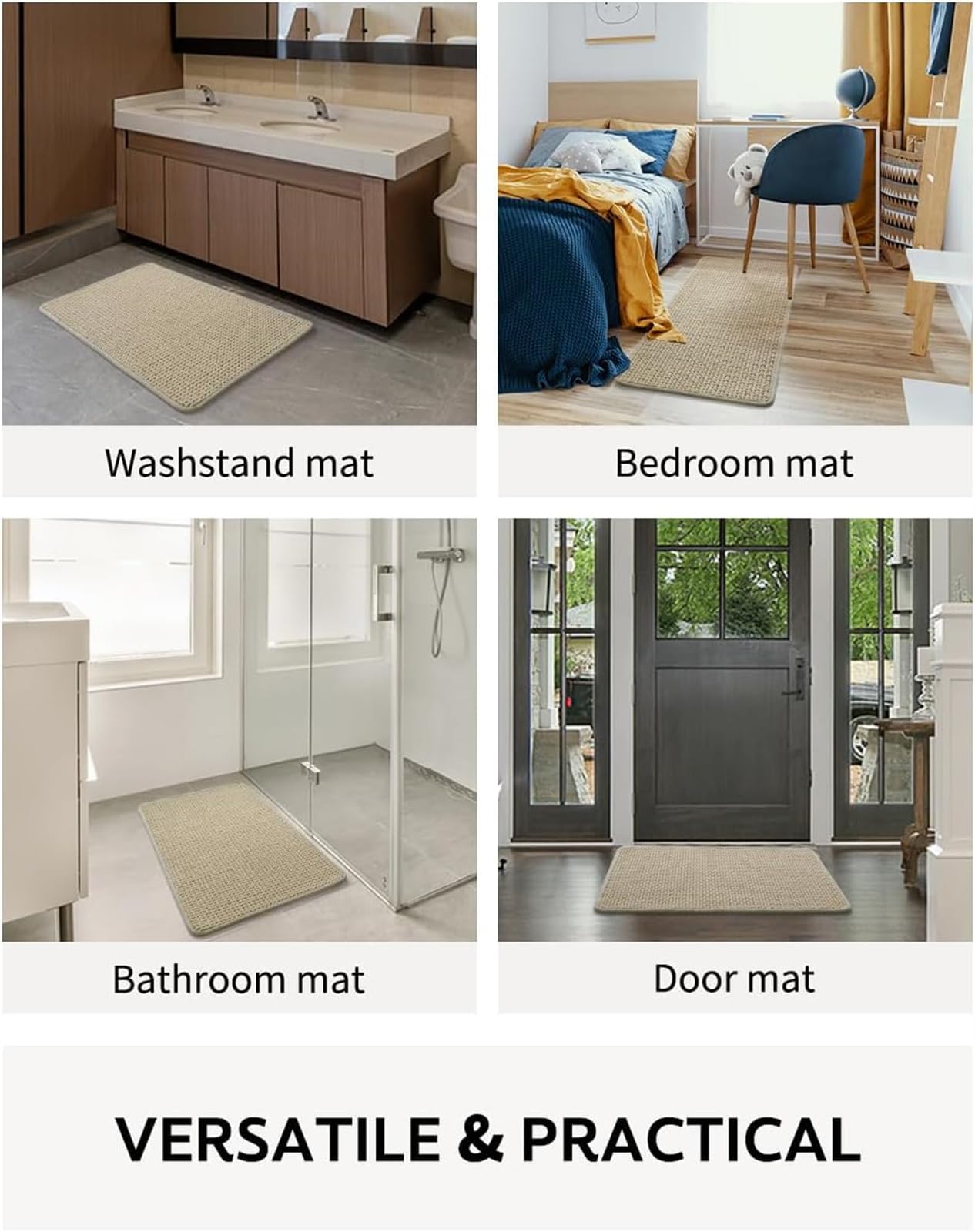 Tapis de bain chenille doux et antidérapant en microfibre à séchage rapide, 60 x 160 cm, idéal pour baignoire et douche, design antidérapant sûr, tapis de salle de bain absorbant.