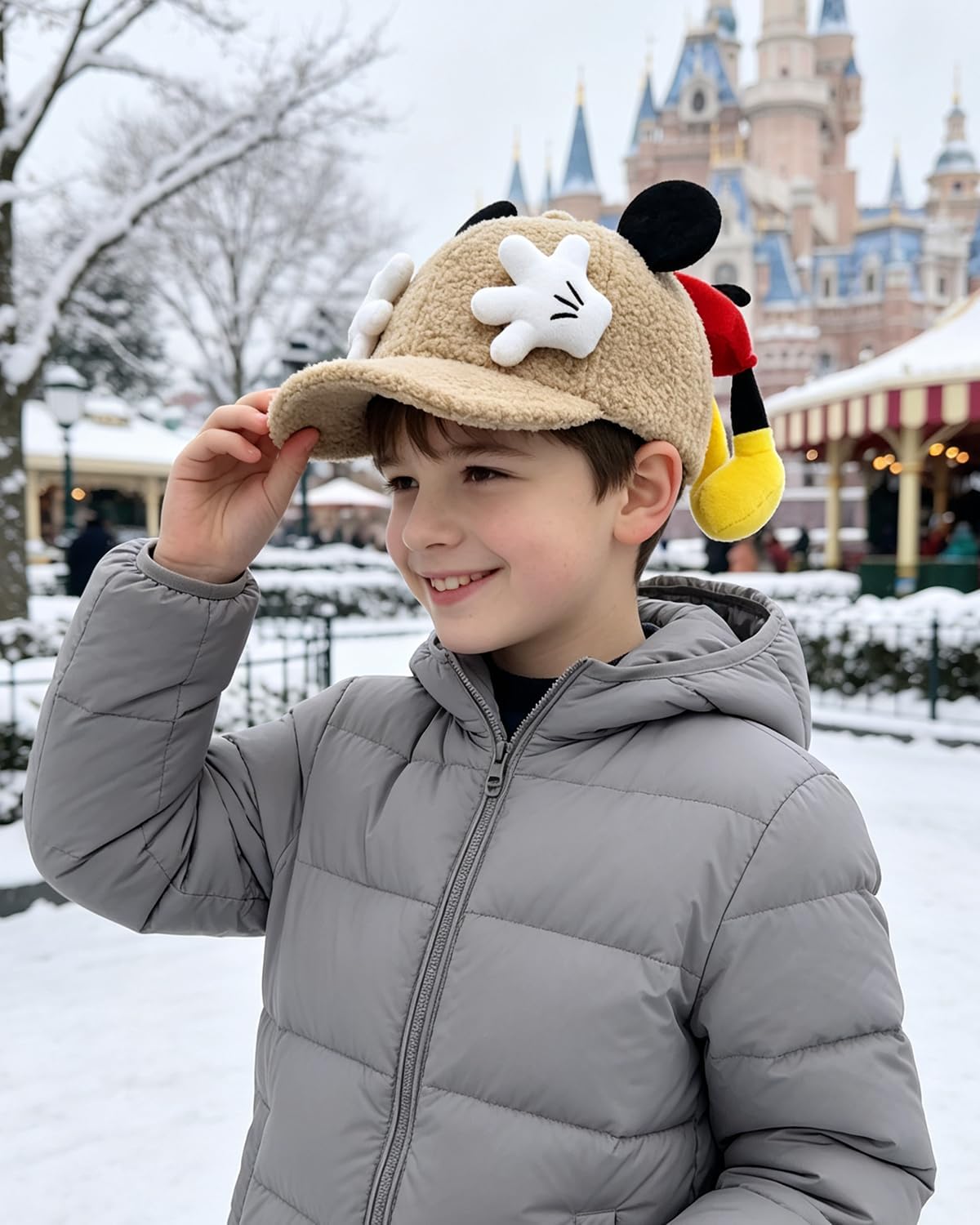 Cartoon 3D Mouse Ears Legs Baseball Hat Plush Peaked Cap