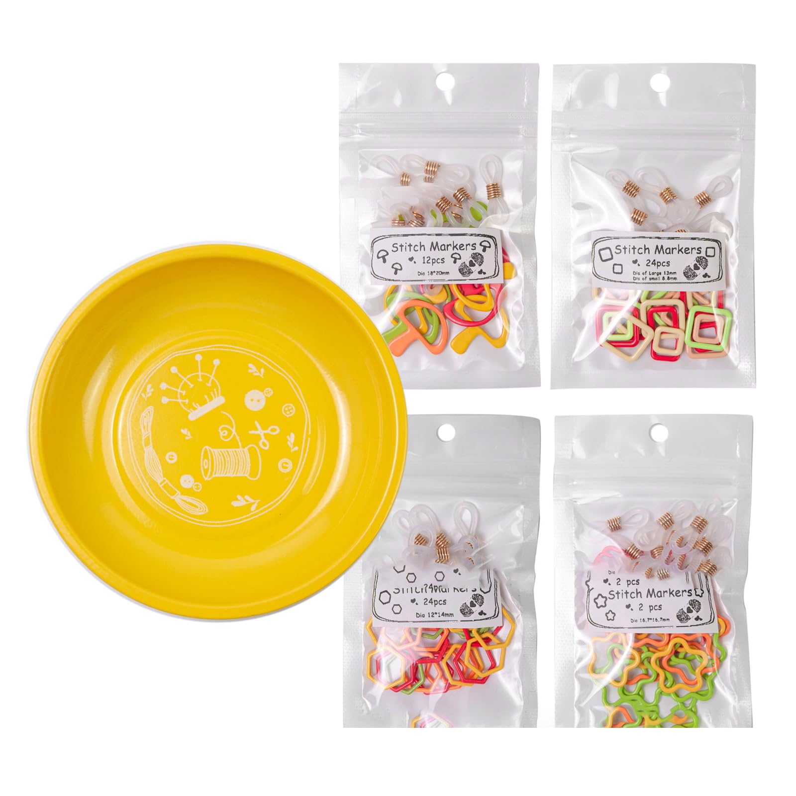 Buxuaaaa Colorful Knitting Marker Rings Crochet Locking Marker for Knitting and Crocheting Project Metal Stitching Bowl