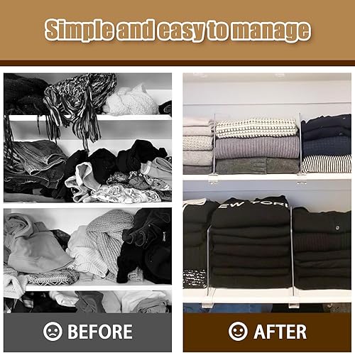 Miniatura 5 de Paquete de 6 separadores de estantes de acrílico transparente para organización de armario, organizadores de bolsos para armario, divisores de ropa,