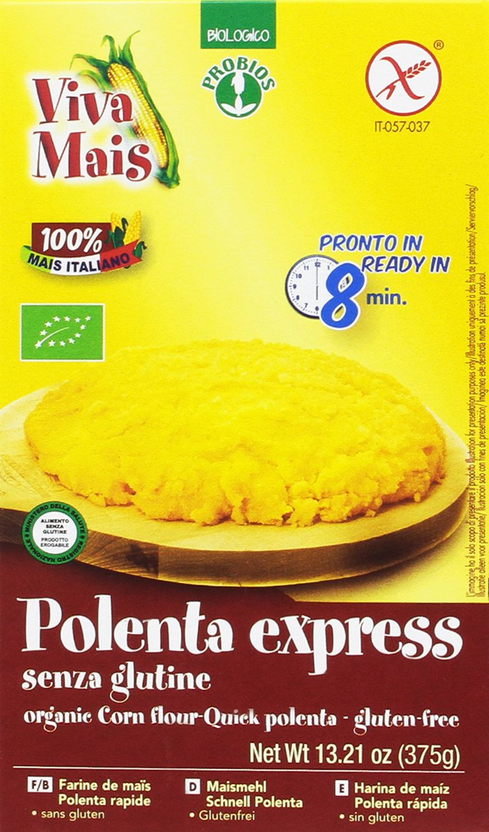 Probios Viva Harina de Maíz para Polenta Rápida - Paquete de 12 x 375 gr - Total: 4500 gr