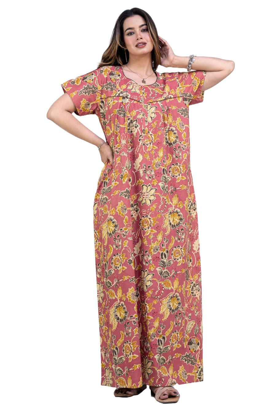 urali Women's Printed 100% Cotton Night Gown-picture-15