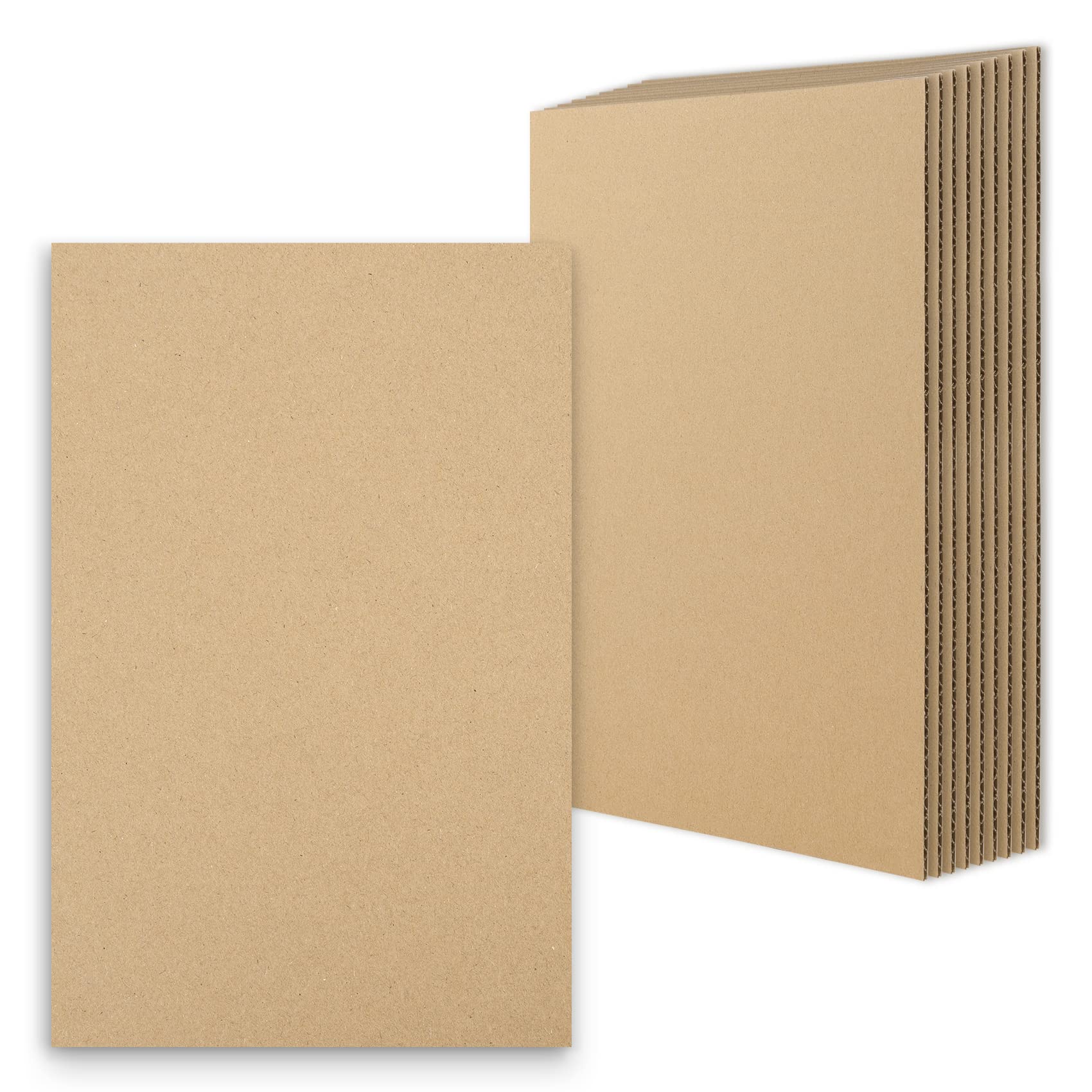 Golden State Art, 10 pack 11x17 Corrugated Cardboard Sheets Cardboard Inserts Flat Cardboard Layer Pads for Packing, Mailing or Art Crafts (1/8" Thick
