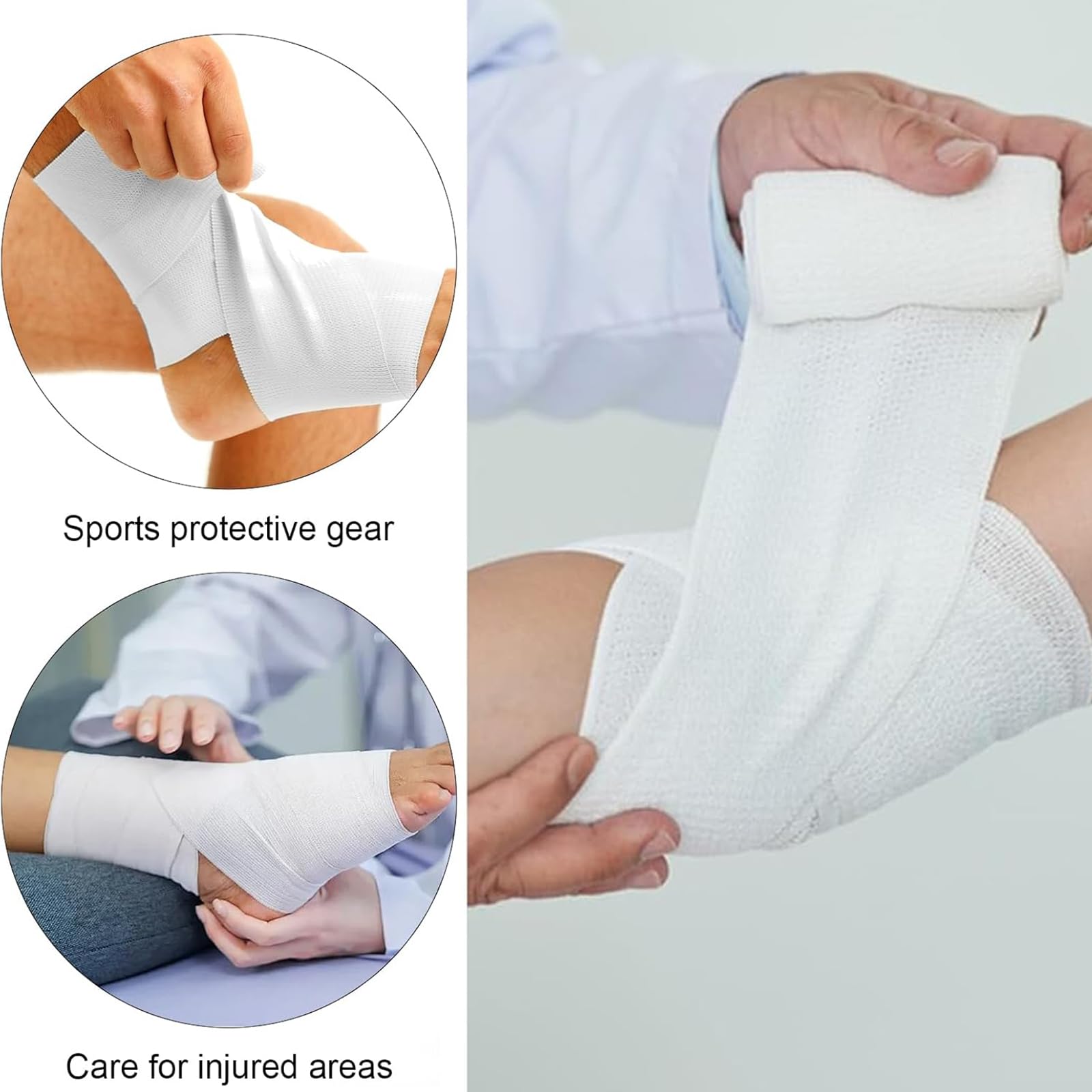 6 Piezas Rollo De Venda Elástica, Envoltura de Venda EláStica Rollo de Envoltura de CompresióN con Clips MetáLicos Adicionales para Soporte de Tobillo (7.5/10 Cm)
