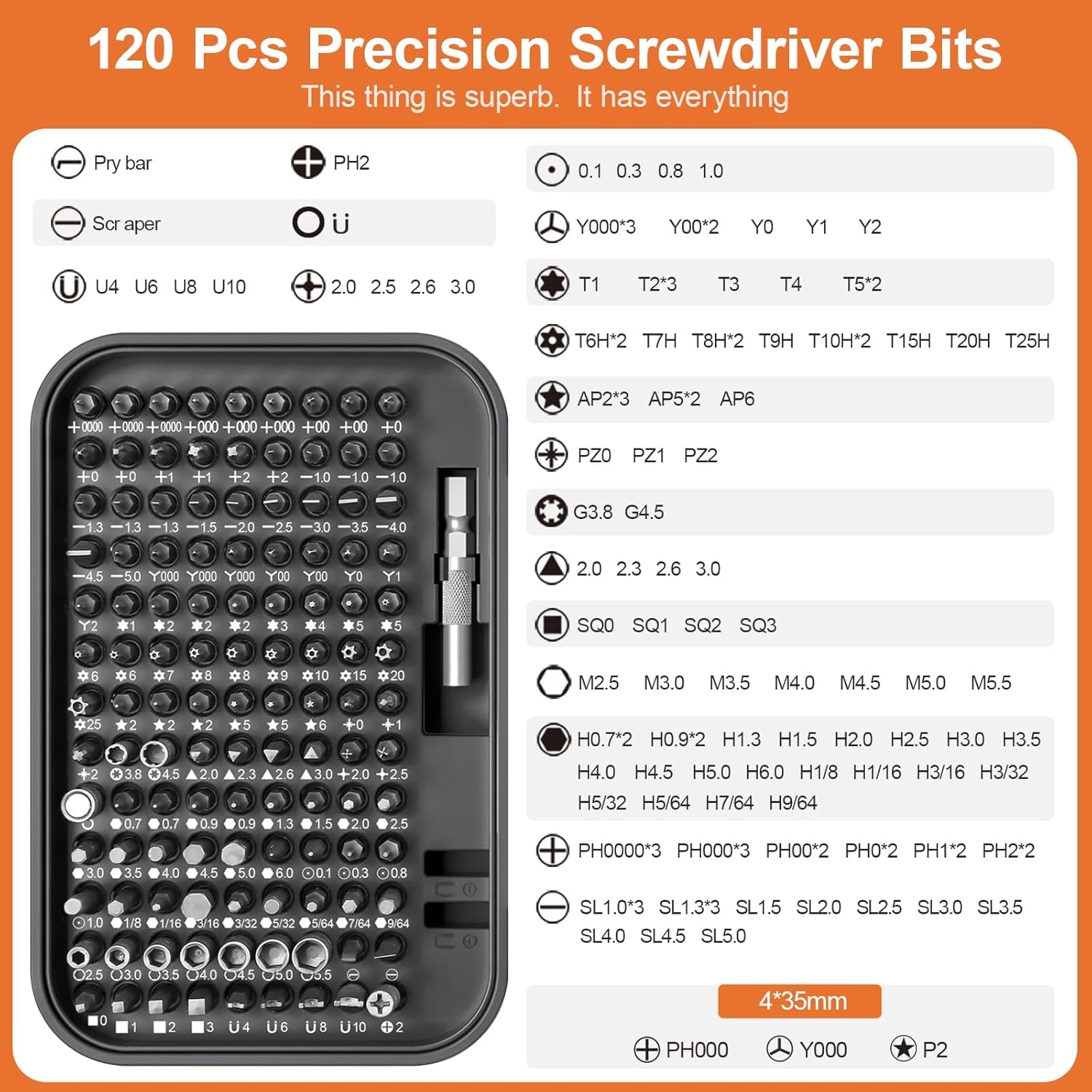 Juego de destornilladores – Juego de puntas de destornillador de precisión, mini hexagonal Phillips Torx ranuradas con caja de herramientas, ideal para electrónica, laptop, iPhone, joyeros y