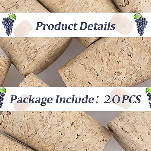 Miniatura 3 de INCREWAY Tapones de corcho cónicos, 20 tapones de corcho de madera duraderos para botellas de vino, botellas de vidrio, 0.984 x 1.181 x 1.181 in