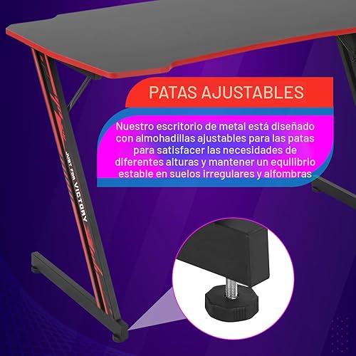 Miniatura 6 de PayLessHere Escritorio moderno de computadora en forma de Z de 47 pulgadas para oficina en casa con gancho para auriculares, mesa de trabajo