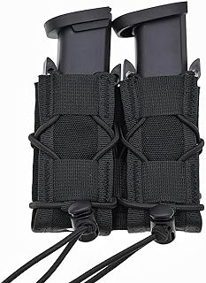 Pistol Double Magazine Holster, Universal 9MM Mag Pouch, Molle Tactical Pistol Magazine Pouches,Nylon Wrap Belt Holder for 9MM/Glock/.40 45acp,1911,Sig Sauger,P365,P365X /Single/Dual Stack Mag Pouche - BatanE