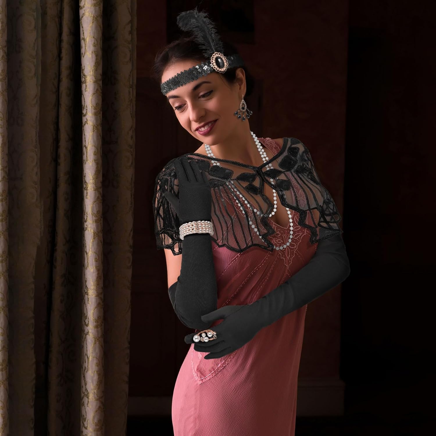 10 Pcs 1920s Flapper Accessories Set for Women, Roaring 20s Accessories Flapper Costume for Women - Image 6