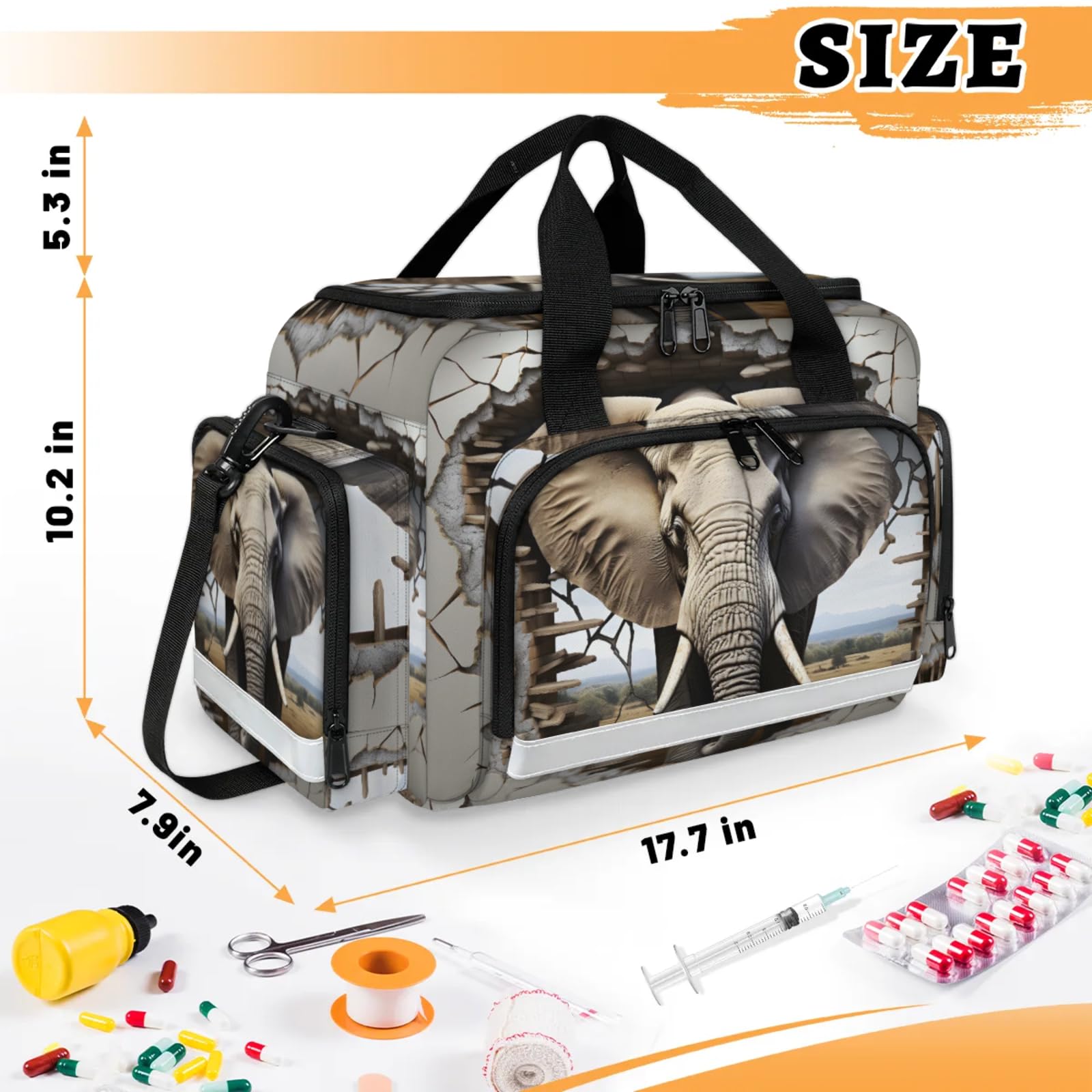 GzLeyigou First Aid Bags Empty, Asian Elephant Emergency Bag First Aid Kit Multiple Compartment Kit Carrier On Call Trauma Bag For Paramedics Emergency Medical Supplies Kit