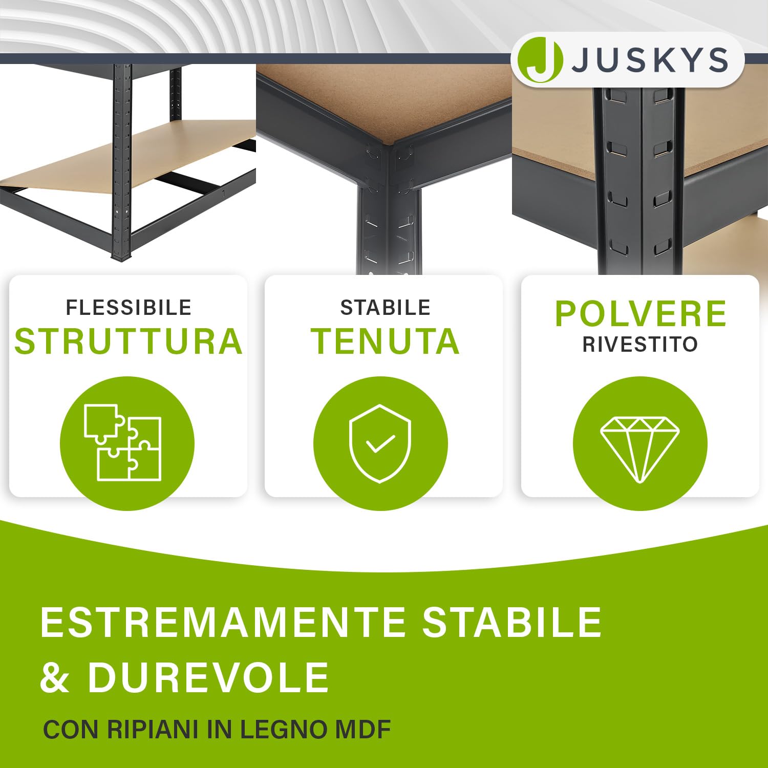 Juskys Scaffale Basic 200x100x60 cm 875 kg 5 ripiani scaffale in metallo grigio