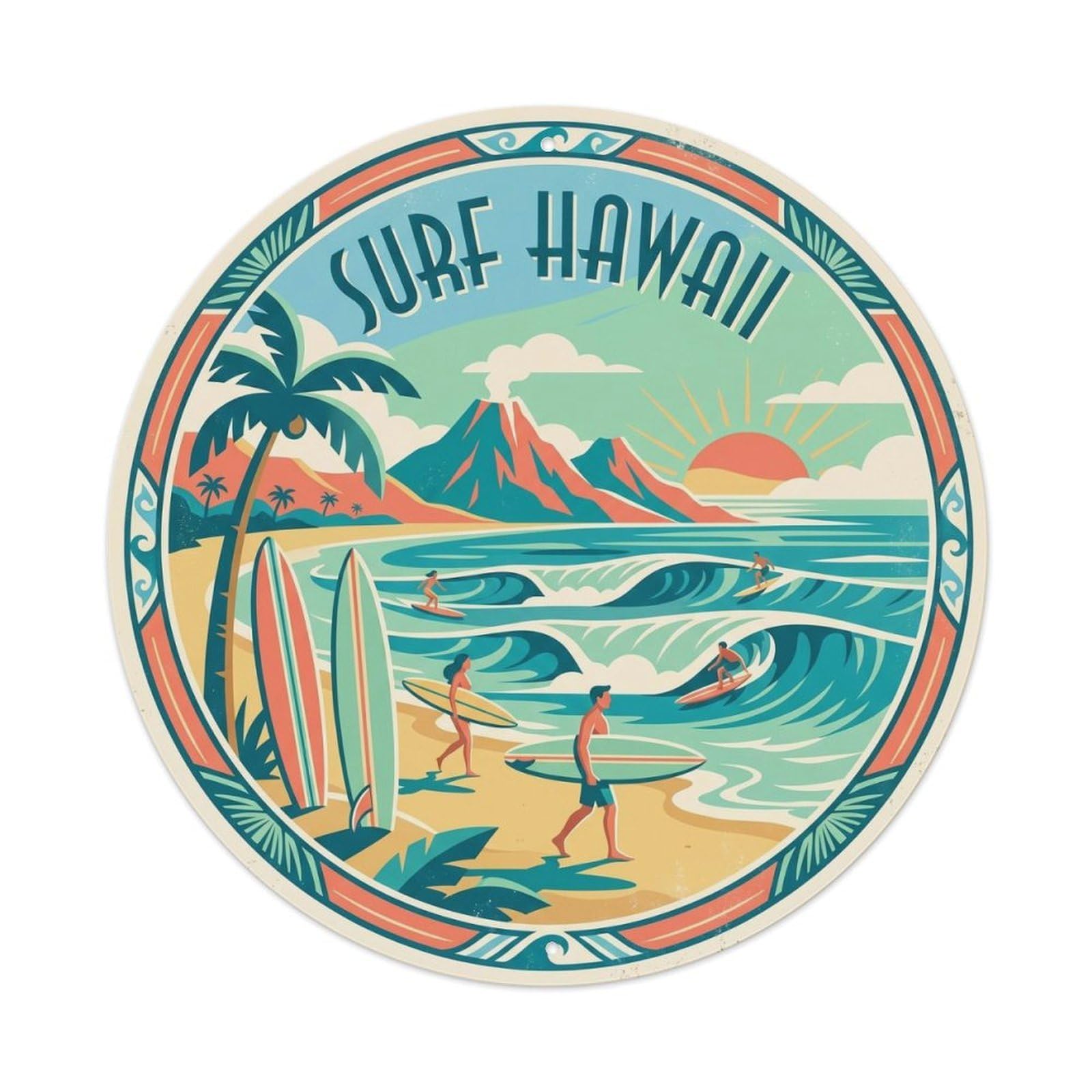 Surf Hawaii Break Big Wave Beach Ocean Coast Metal Tin Sign