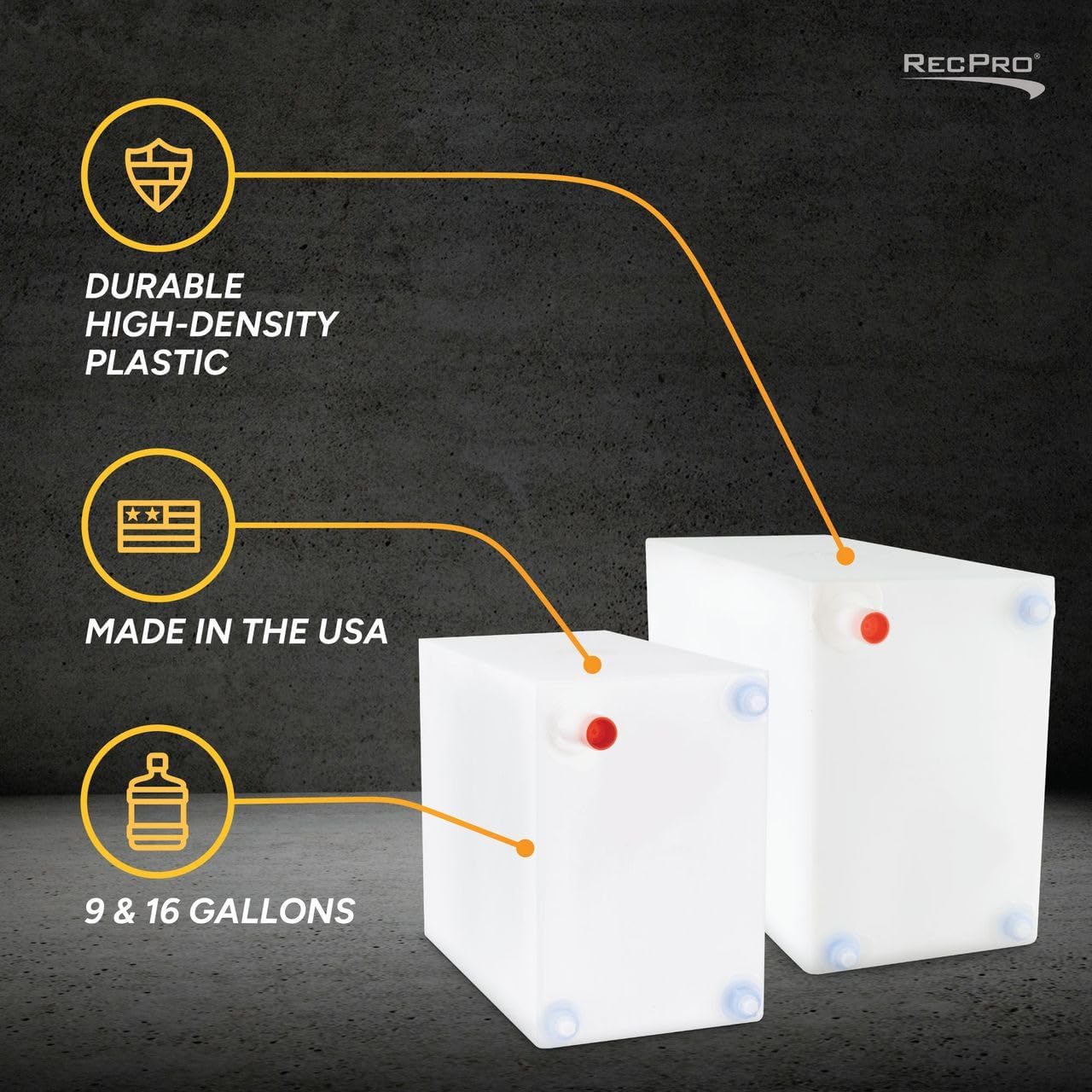 RecPro Fresh and Gray Water Holding Tank | Combo Pack | Concession/Food Truck Holding Tank (10 & 16 Gallon)
