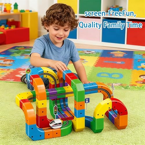 Miniatura 8 de Juego de pistas de tren eléctrico 2025, pista mágica 3D que desafía la gravedad con autos motorizados, juguete de construcción de aprendizaje STEM