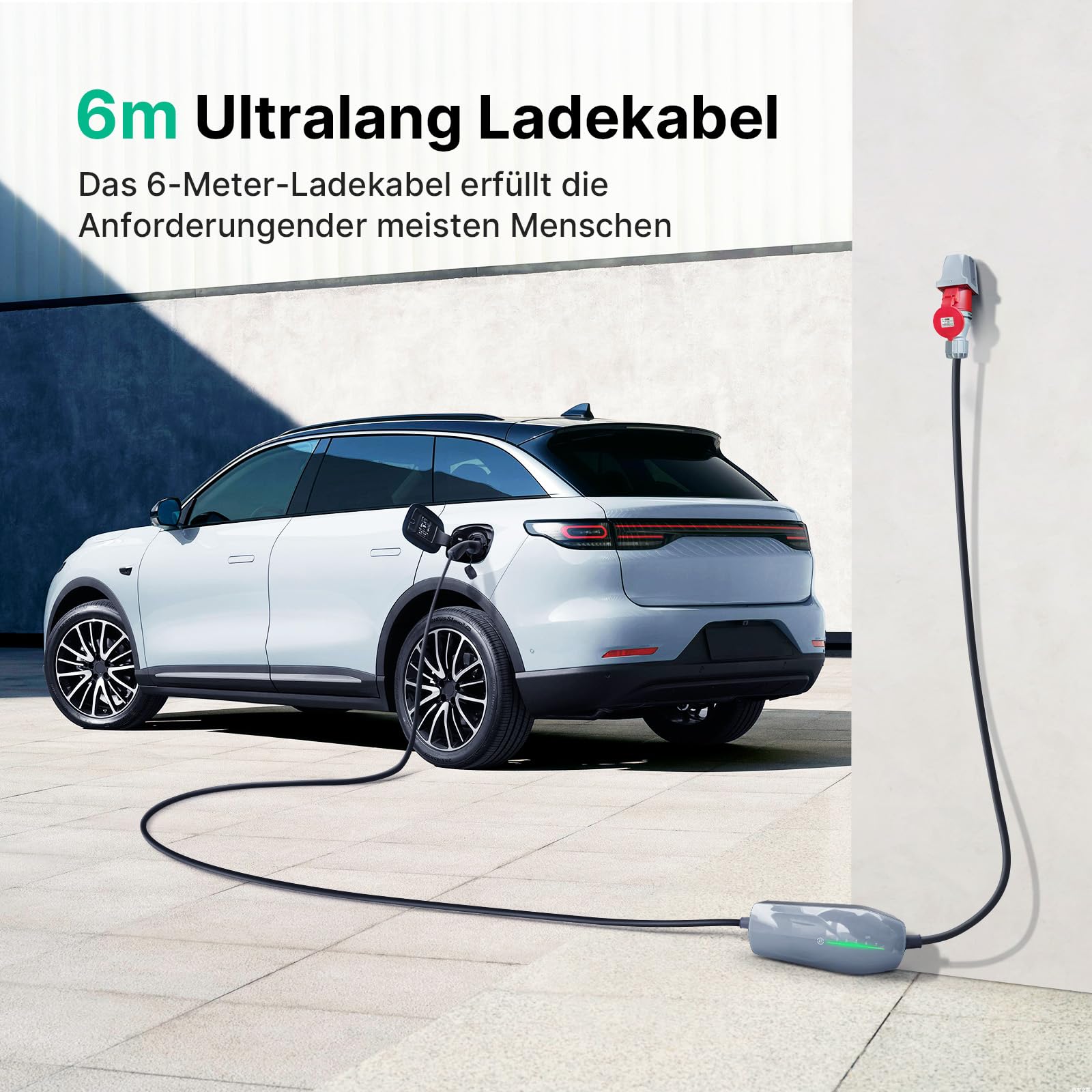 Mobile Wallbox/Ladestation 11kW mit CEE Stecker, 6m | 3-phasig | 6-16A | Typ 2 Ladekabel EV Ladegerät für Allen EVs & PHEVS, IEC 62196-2, IP66