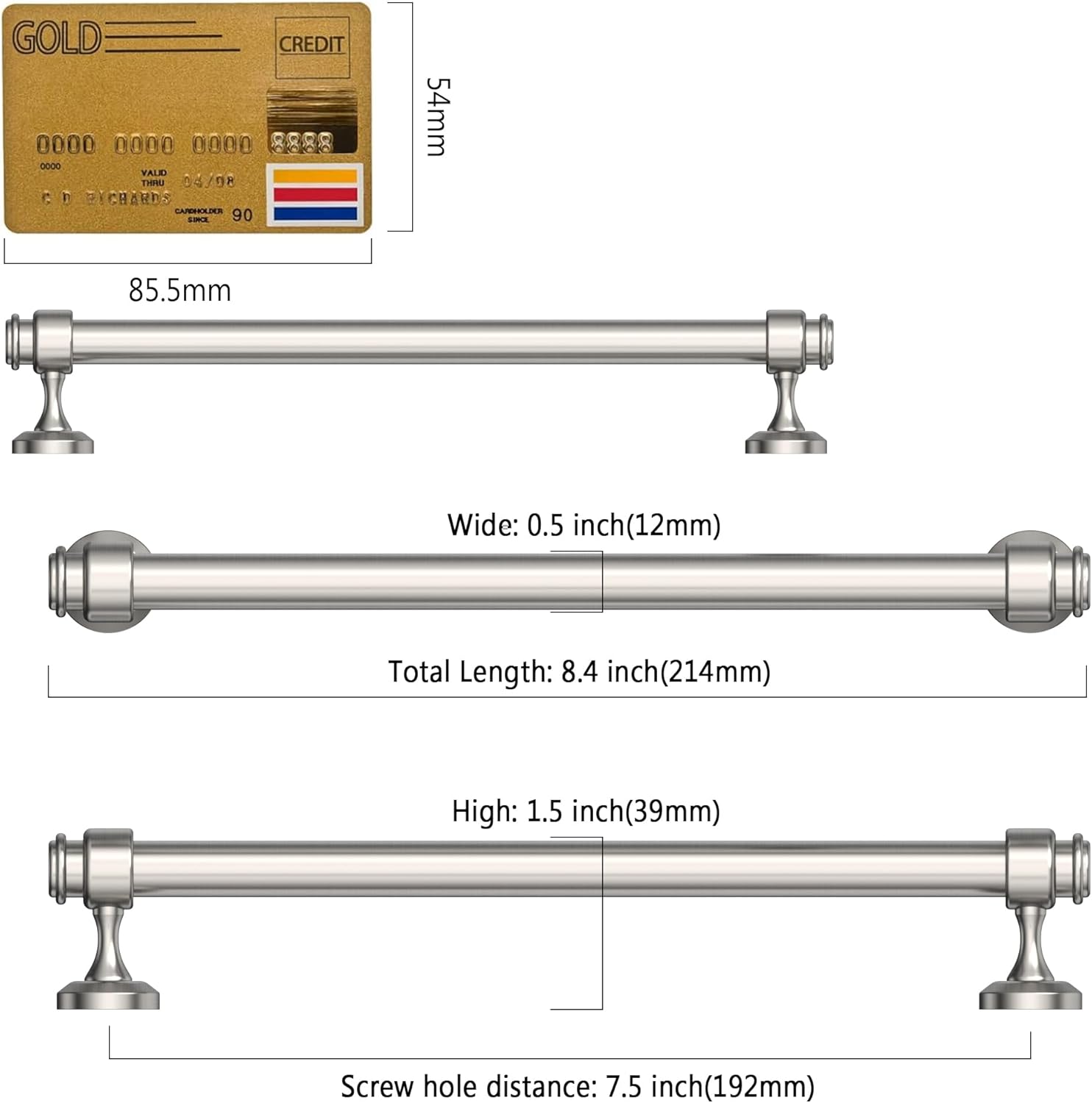 amerdeco 10 pack brushed satin nickel cabinet pulls 7.5 inch hole centers cabinet handles for kitchen cabinet hardware,cabinet handles for bathroom drawer handles ih0007 7.5"/192mm hole center 10 pack brushed satin nickel