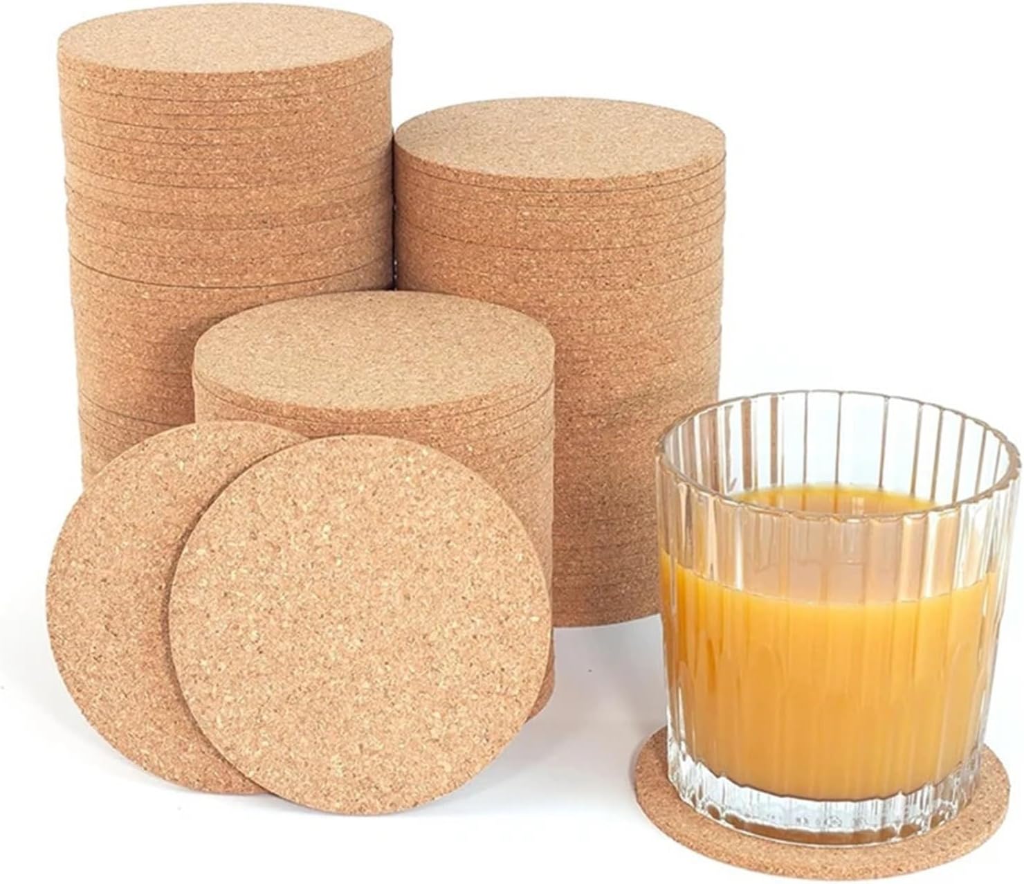 Coasters 120Pcs Non-Slip Cork Mats - Round Heat-Resistant (Cups/Flower Pots/Teapots)